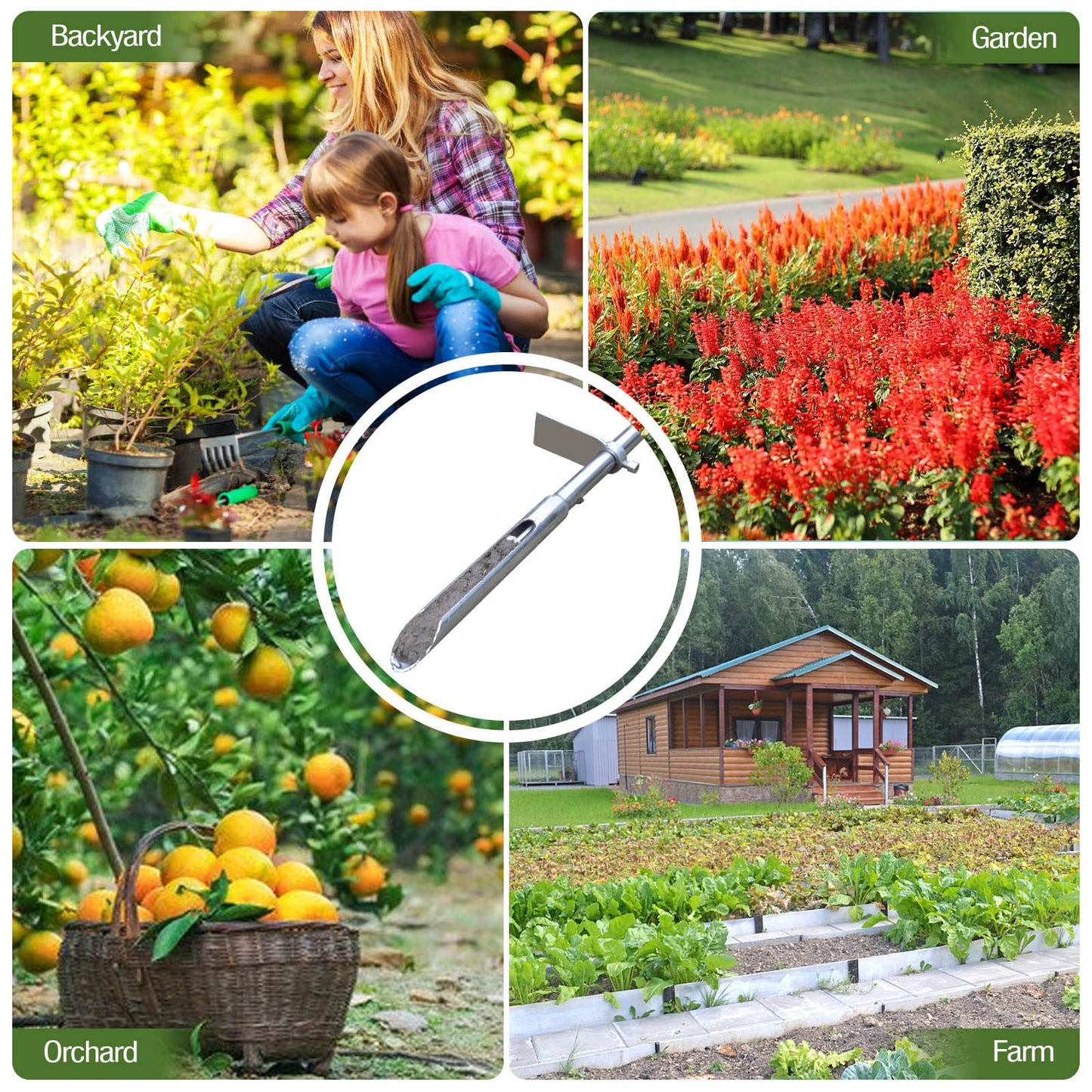 Soil Probe 40 Inch with 2 Bags, Soil Sample Probe with Ejector for Lawn House Plants, T-Handle Soil Sampler Probe Rod with Pedal, Stainless Steel Soil Test Kits Tool for Soil Sampling