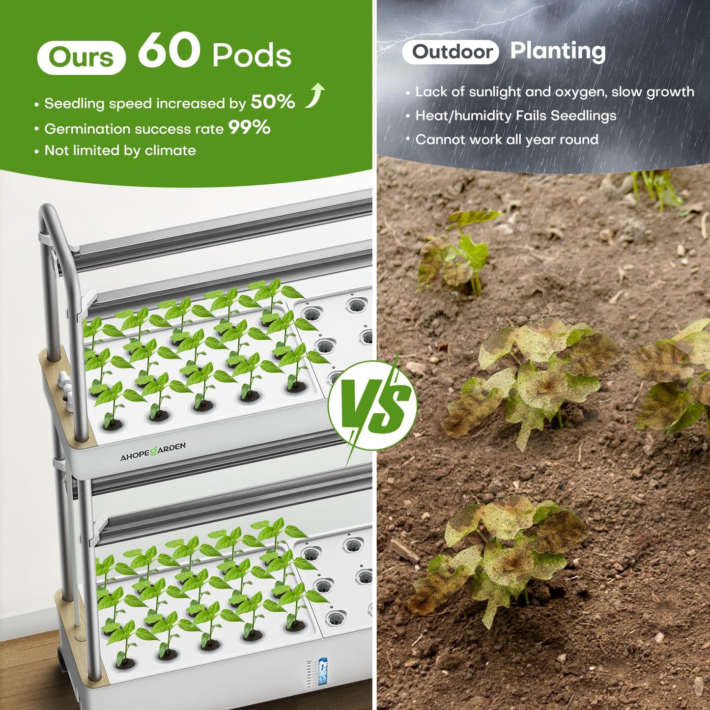 Indoor Garden Hydroponics Growing System 60 Pods + 167pcs Seed Pod Kit