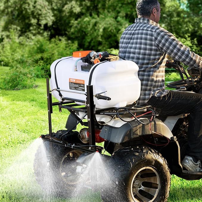 VEVOR ATV Spot Sprayer, 15.9 Gal/60L ATV/UTV Broadcast Sprayer with A Nozzle Boom, 12 V Pump Sprayers with Water Tank, 1.9 GPM Flow Rate, Adjustable 0-72 PSI, 20FT Hose, Weed Sprayers for Garden, Farm