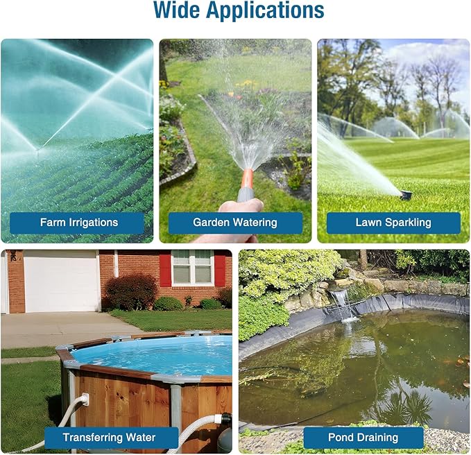 CrestWave Water Transfer Pump 1.6HP 1800GPH 110V Electric Portable Shallow Well Jet Pump Sprinkler Pump Irrigation Pump for Lawn Garden Irrigation Drainage with Iron Stand Handle Adapters