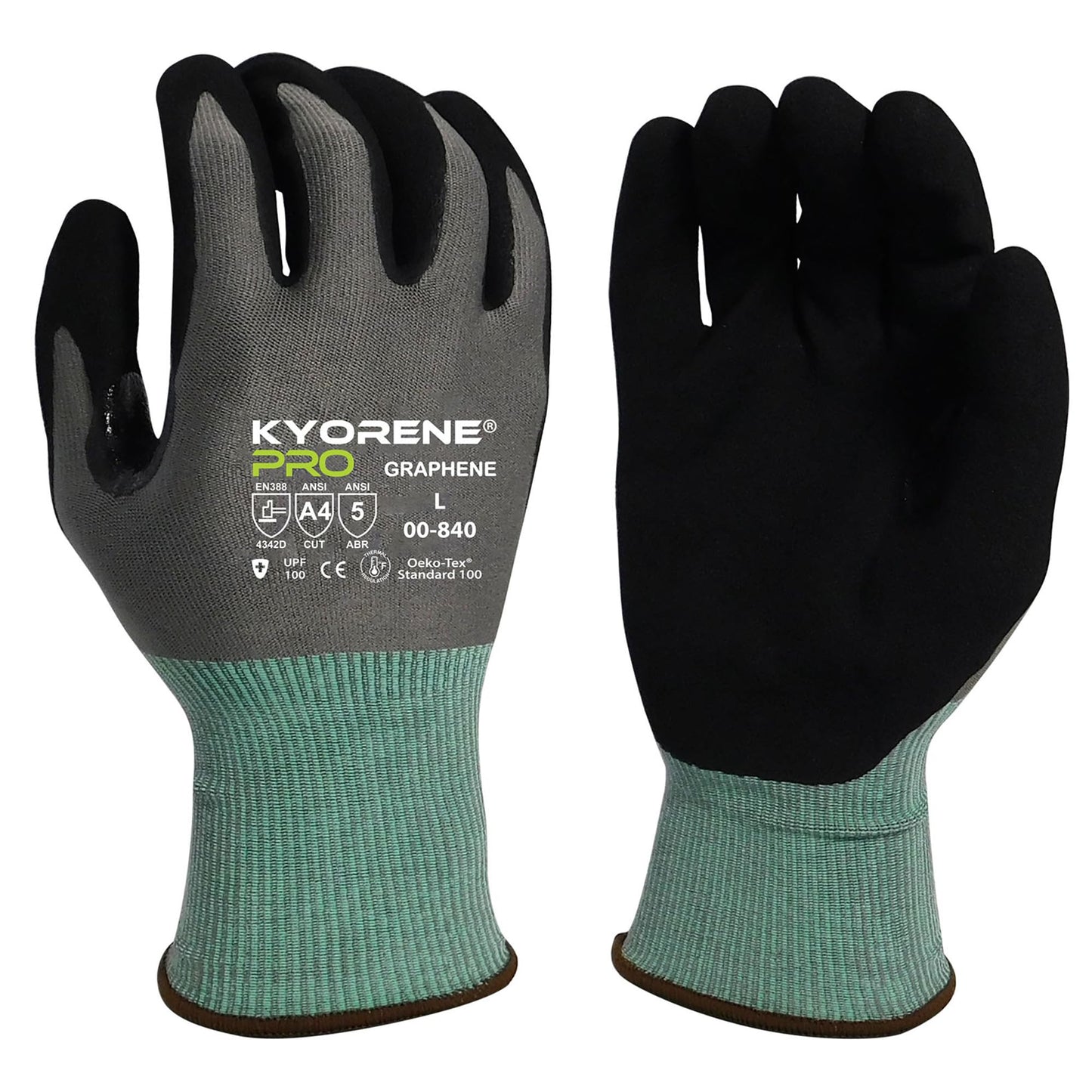 Armor Guys Kyorene Pro 00-840 A4 Cut Resistant Work Gloves - Graphene, Nitrile Grip, Durable, Breathable for Industrial Use - L, 72 Pairs