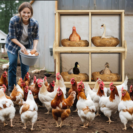 Chicken Nesting Box, 4 Compartment Wooden Nesting Boxes for Chickens with Perches, Floor/Stand/Wall Mount Large Chicken Nesting Boxes for Small & Medium Poultry