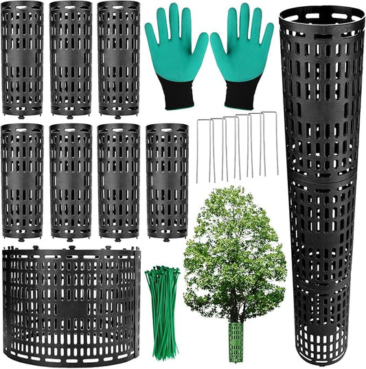 YGAOHF Tree Trunk Protector, 7 Pack Tree Trunk Protector Guard, Heavy Duty Expandable Tree Wrap, Black Tree Protectors from Trimmers, Mowers, Animals, Perfect for Saplings and Fruit Trees