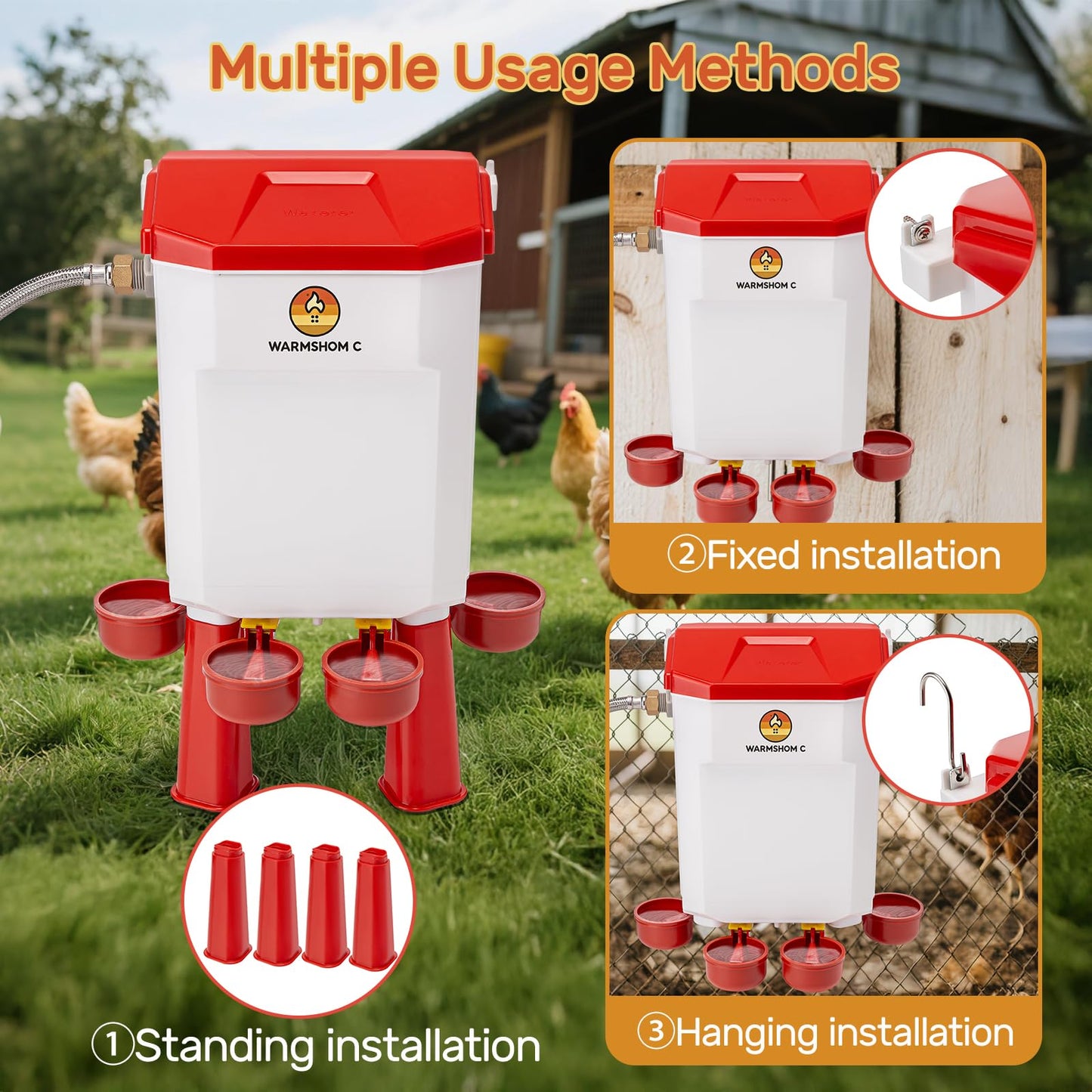 Automatic Chicken Waterer,Float-Controlled Large Watering System with Stainless Steel Metal Hose,Suitable for Quail,Ducks,and Other Poultry