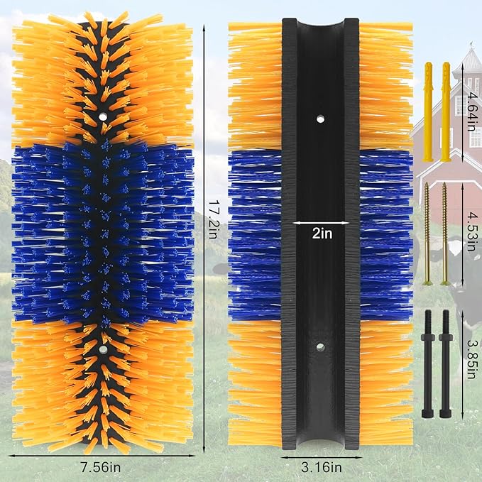 Livestock Scratching Brush Goat Scratcher Full Massage Grooming Brush with 8 Screws for Cattle, Sheep, Horses, Pigs