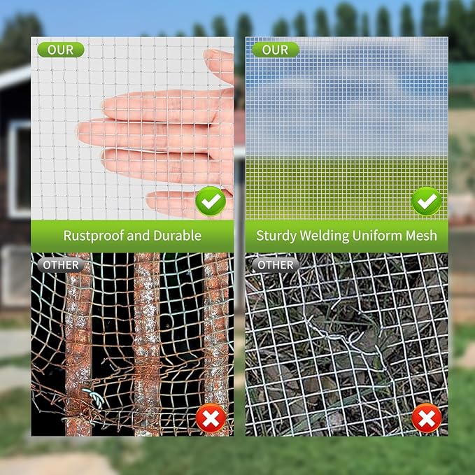 Hardware Cloth, 1/2 inch 48 in x 100 ft 19 Gauge Chicken Wire Fence Wire Mesh Roll for Chicken Coop Fences Garden Plant Supports Poultry Netting Cage Snake Fence