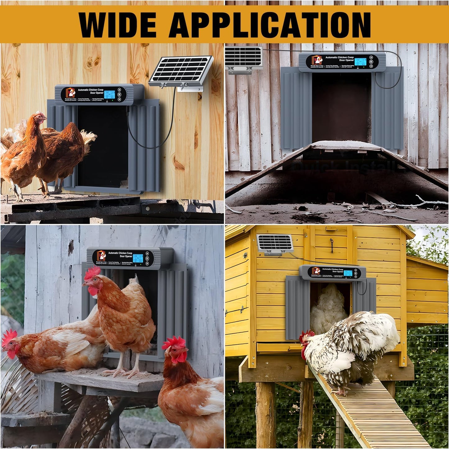 GROPOW Automatic Chicken Coop Door, Anti-Pinch Protection, Extra Large Size, Programmable Timer & Light Sensor Modes, LCD Display, Solar Powered Auto Chicken Door Opener with Remote Control