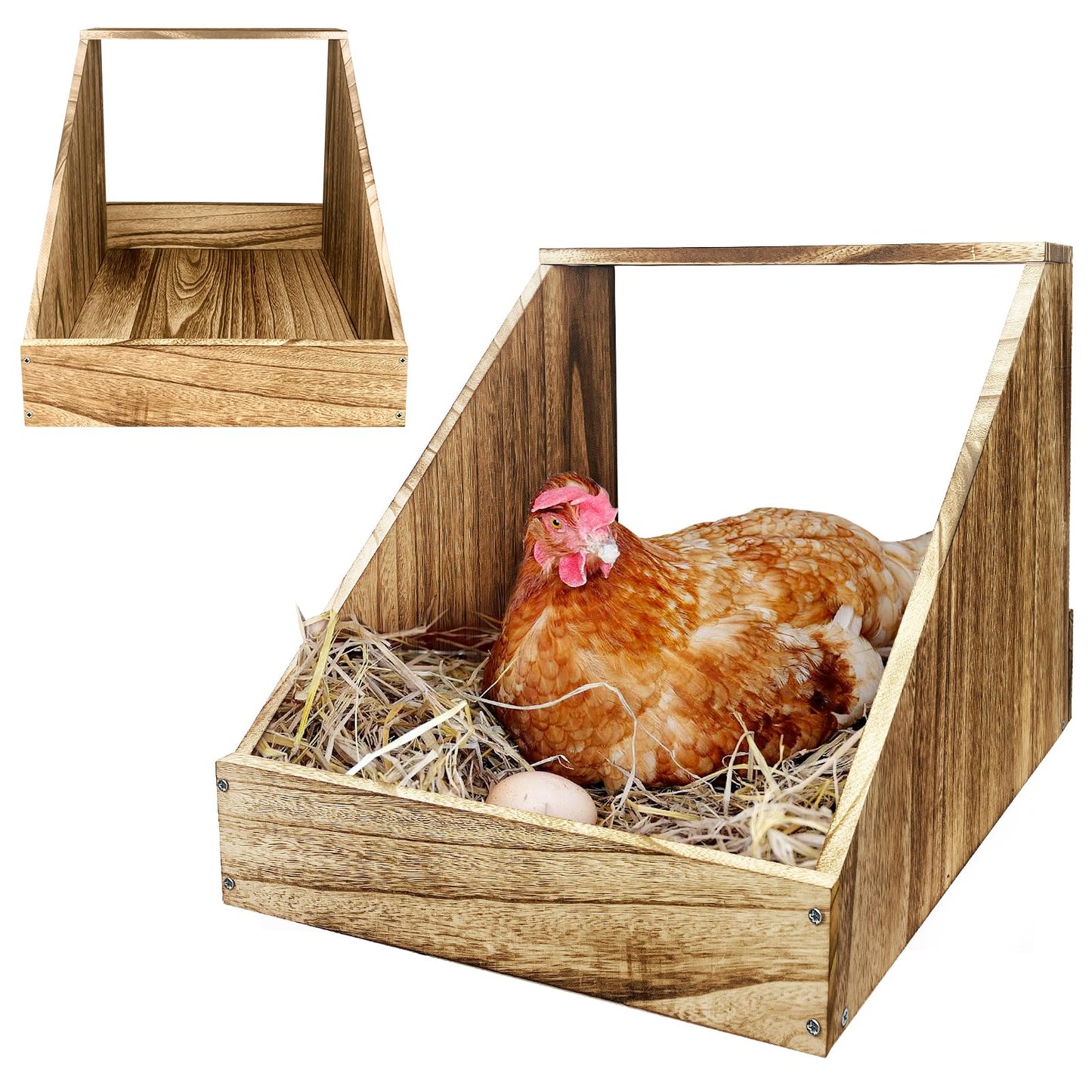 Wooden Single Compartment Chicken Nesting Box for Outdoor Coop - Comfortable Laying Box for Hens, Ducks and Poultry with Easy-Clean Design and Ventilated Egg Laying Space for Backyard Chickens