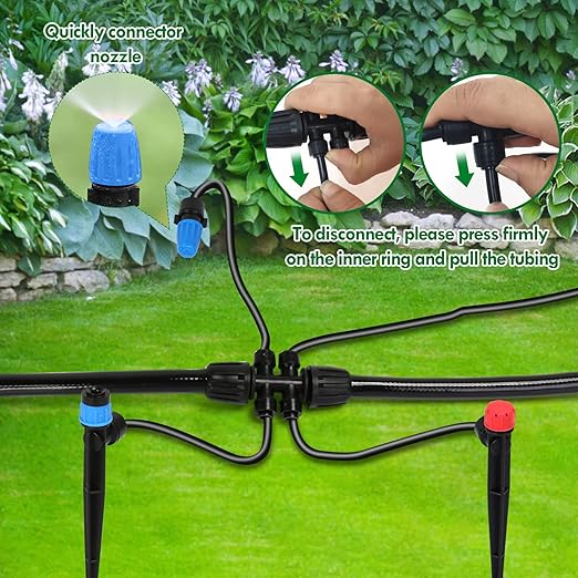 Drip Irrigation Kit, Flantor 190FT Greenhouse Drip Irrigation System Adjustable Garden Watering System with 1/2" & 1/4" Irrigation Tubing, Patio Misting Plant Watering System for Garden and Lawn