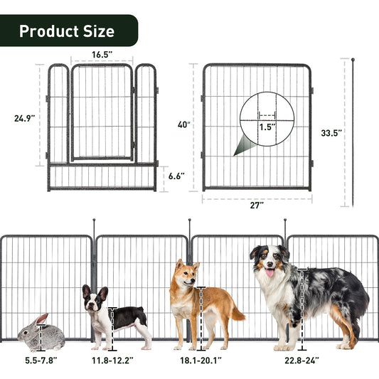 mestyl Dog Playpen, 40" Height 16 Panels Outdoor Pet Play Pen, Big Dog Exercise Play Pen for Large/Medium/Small Dogs, Foldable Puppy Pen for Indoor, Camping, RV, Anti-Rust Paint Finish, Quick Install