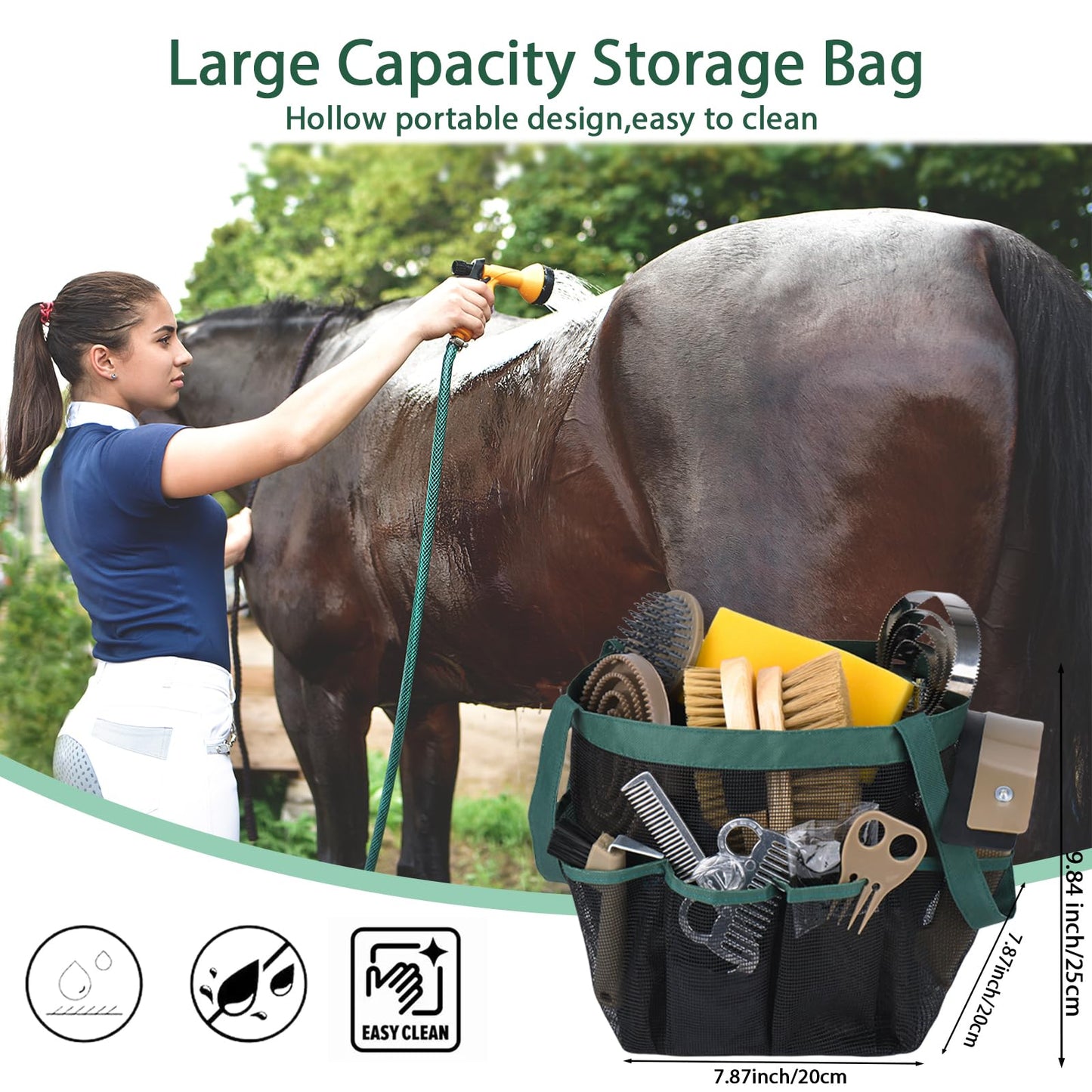 TERPUP Horse Grooming Kit 13 Piece, Horse Brushes for Grooming Supplies Set with Organizer Bag, Horse Brush & Curry Comb for Effective Cleaning, Gift for Horses Riders Beginners