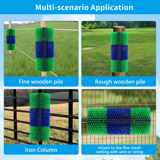 Livestock Scratching Brush, 2PCS Horse Grooming Brushes Kit With 8PCS Screws For Cow Goat Cattle Sheep Pig Full Massage, Relieve Itching on Back, Remove Harmful Parasites, Dead Skin, Dirt