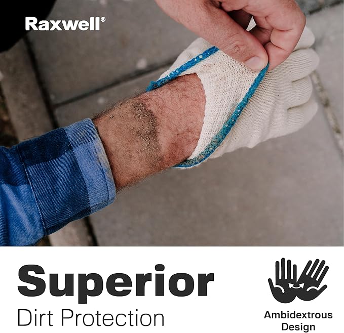Raxwell White Cotton Gloves, 300 Pairs Bulk Case – Durable Knit Work Liners for BBQ, Painting, Gardening, Industrial, Mechanical Use, Large Size, Breathable, Comfortable