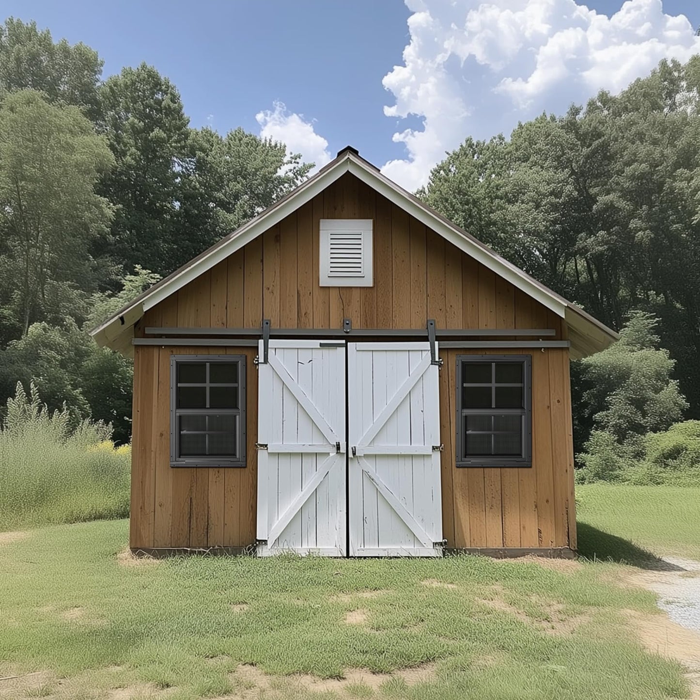 WRISIN 2 Pack Shed Windows 24" W x 36" H Flush Mount, Black Household Windows for Playhouses, Barns, Chicken Coop