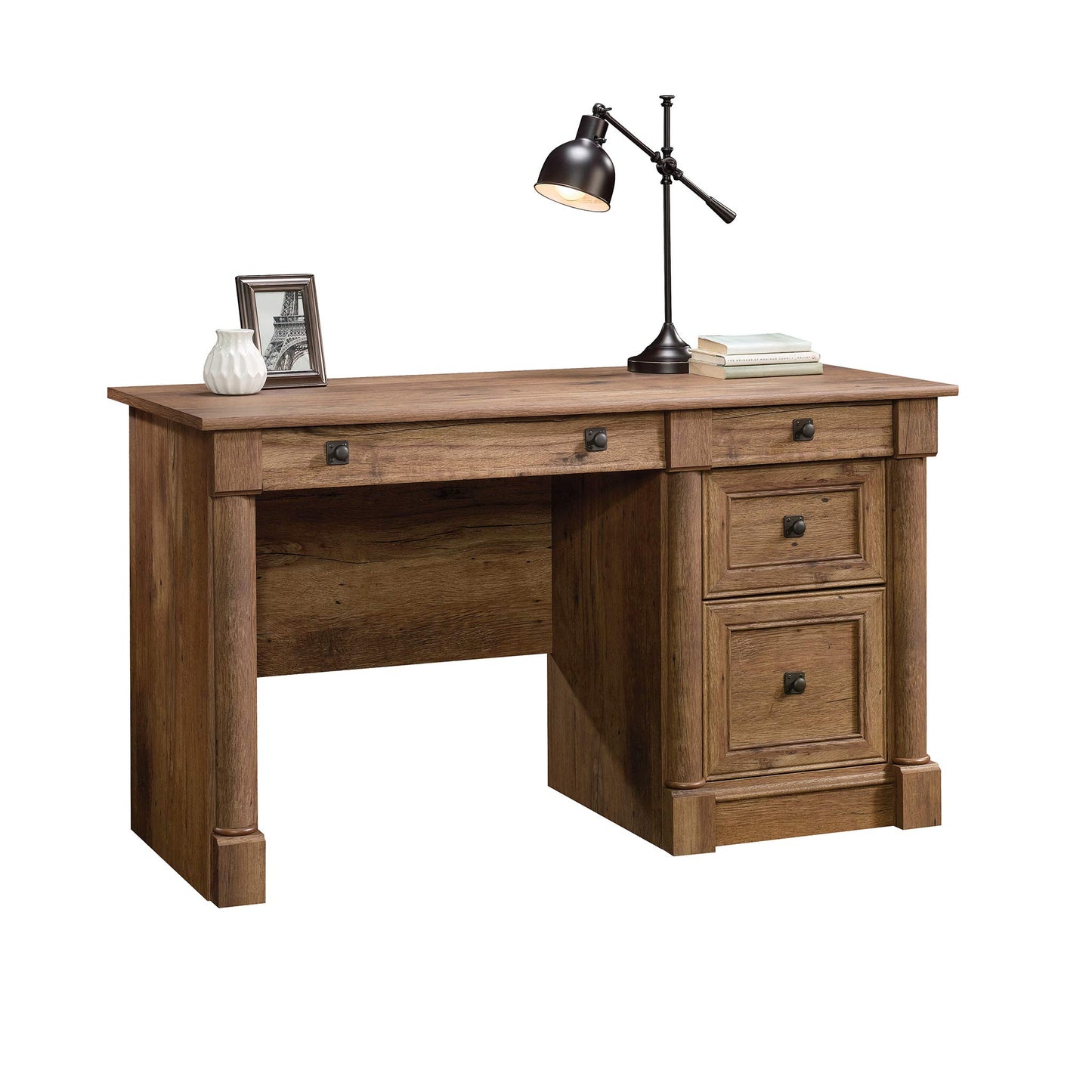 Sauder Palladia Executive Desk and Computer Desk, Vintage Oak Finish