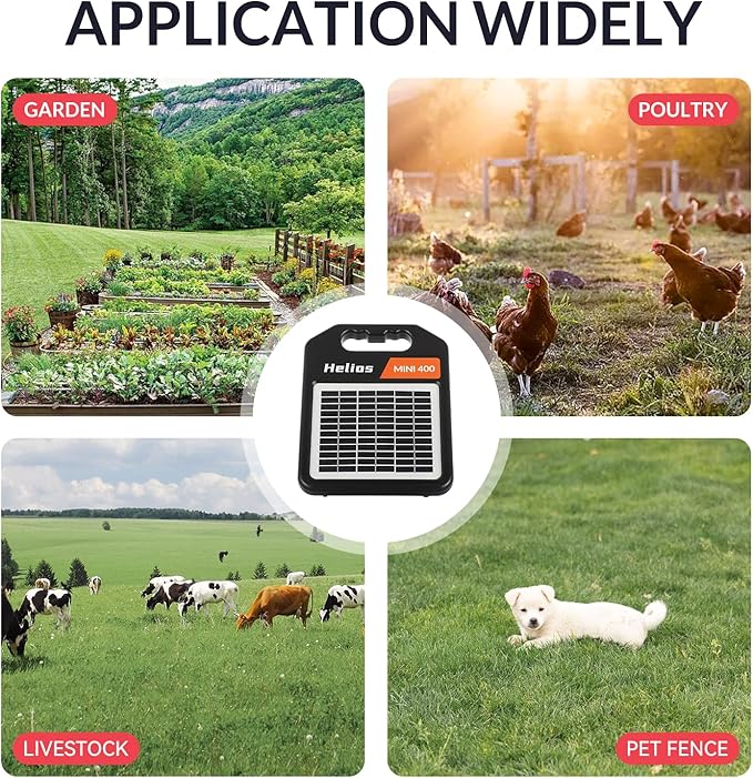 MINI400 20 Miles Solar Electric Fence Charger with Day/Night Mode 0.3J Output Energy Electric Fence Energizer