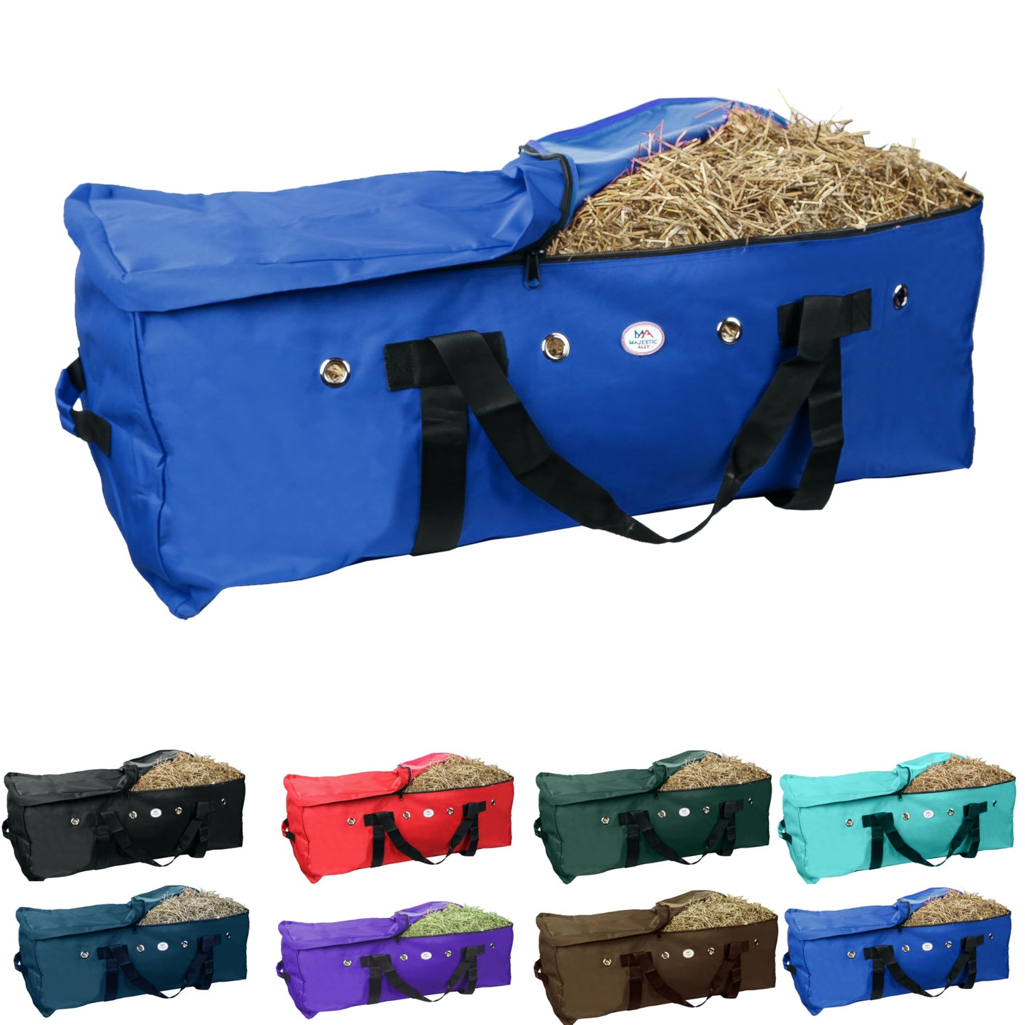 Majestic Ally 1200 D Nylon Fabric Large 44” x 20” x 16” and Extra Large 52" x 27" x21" Heavy-Duty Hay Bale Storage Bag (Royal Blue, X-Large)