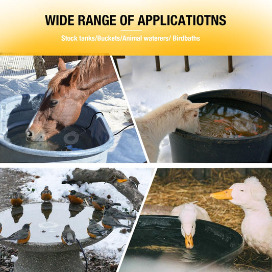 comincia 150W Heated Chicken Waterer, Chicken Water Heater for Poultry Waterer Winter, Cast Aluminum Submersible Deicer,Heated Bird Bath with Thermostat for Duck Goose Cow Livestock