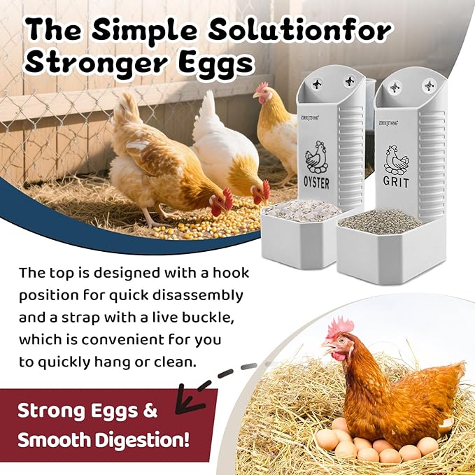 Chicken Grit and Oyster Shell Feeder for Chicken Coop - Hanging Dispenser for Hens & Chicks, Chicken Coop Accessory | Poultry Supplies
