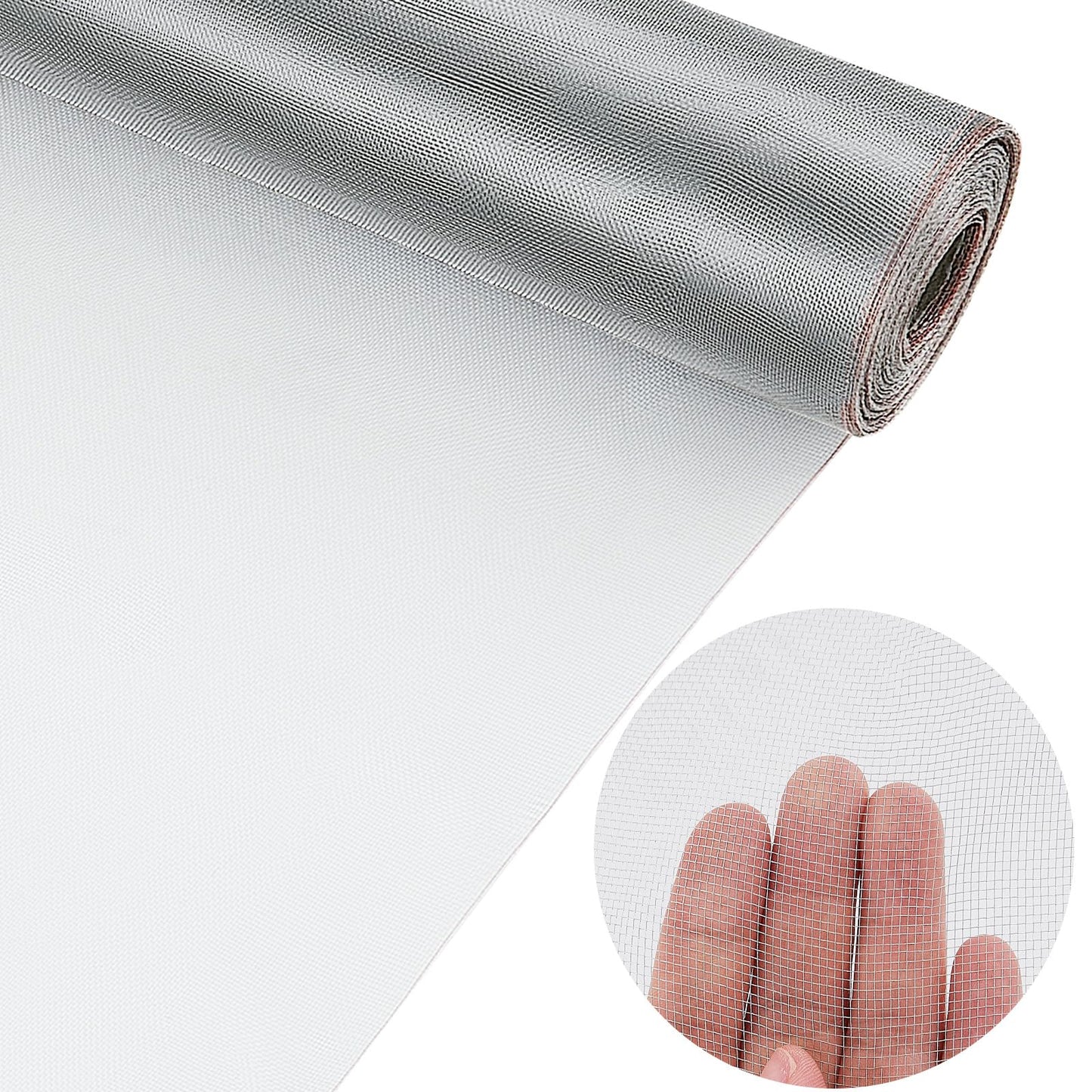 Blulu 304 Stainless Steel Mesh 40 Inch x 98 Feet Metal Mesh Screen Window Woven Screen Mesh Roll Easy to Cut for Door Balcony Porch Cabinets Poultry Netting Cage Fence, 20 Mesh 0.15 mm Wire Dia