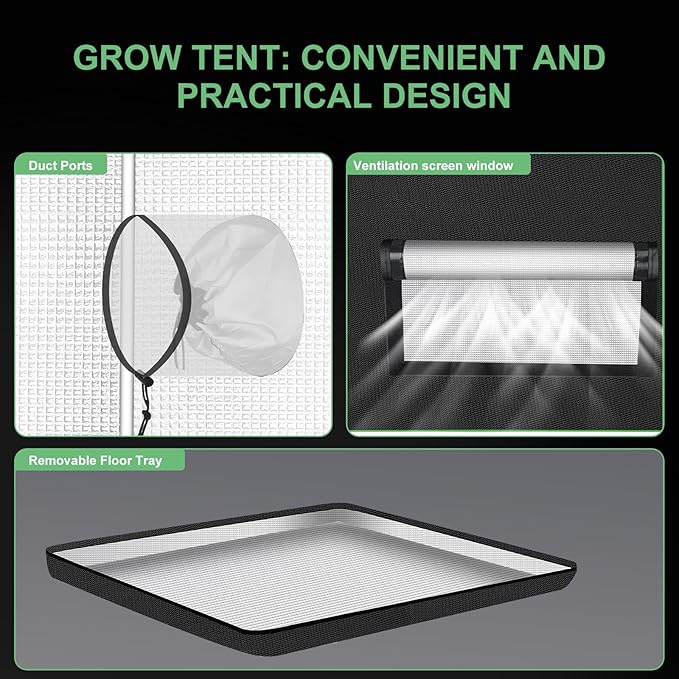 MELONFARM 34"x34"x72" Grow Tent, Double Transparent Viewing Door Indoor Grow Tent, Growing Tent with High Reflective Mylar & Floor Tray, Plant Tent for Indoor Hydroponics Growing