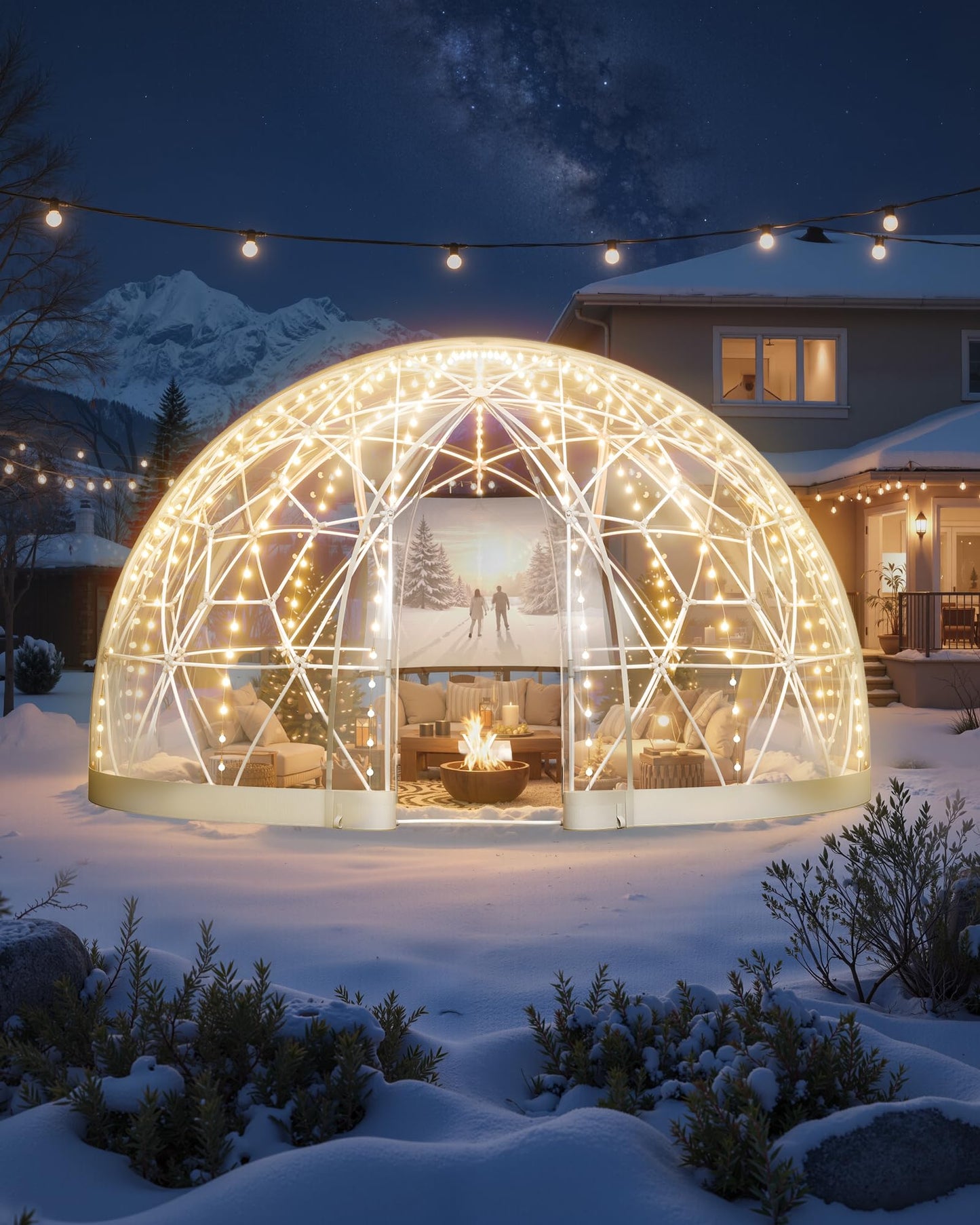 VEVOR Garden Dome Tent, 9.5 x 5.7 ft Outdoor Clear Bubble Tent for 2-4 Person, Weatherproof Geodesic Dome Greenhouse with Window, PVC Transparent Tents for Backyard Patios Camping Party Wedding