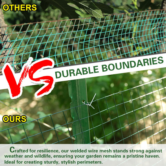 Wirewonders Hardware Cloth 1/2inx 24in x 100ft Chicken Wire, Green Garden Fence, PVC Coated Metal Welded Wire Mesh for Preventing Snakes, Raccoons, Foxes, Poultry Netting