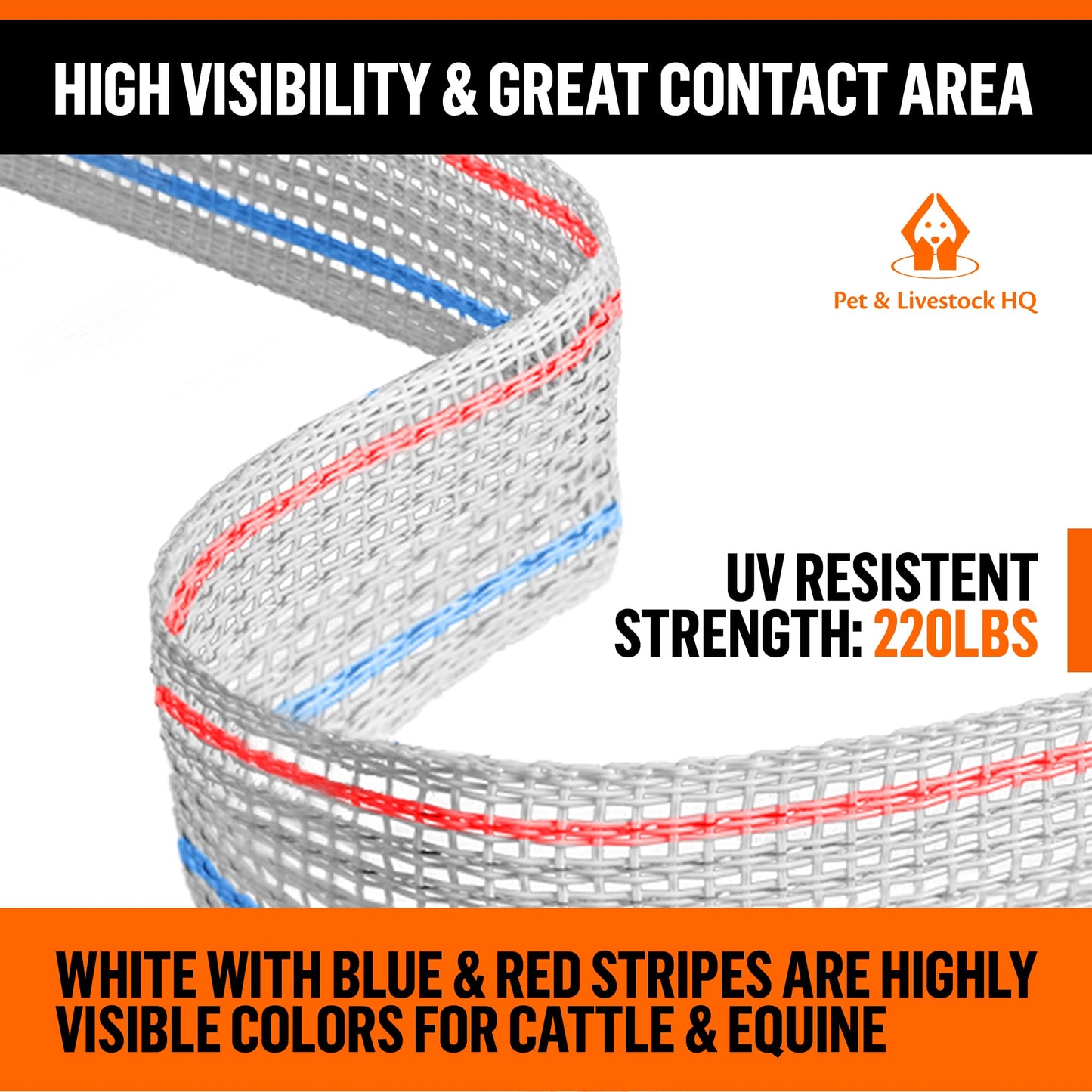 Electric Fence Tape for Livestock - Polytape Fencing Hot Wire with High Visibility - 3/4 Inch Wide 1640 Feet 500 Meter Length