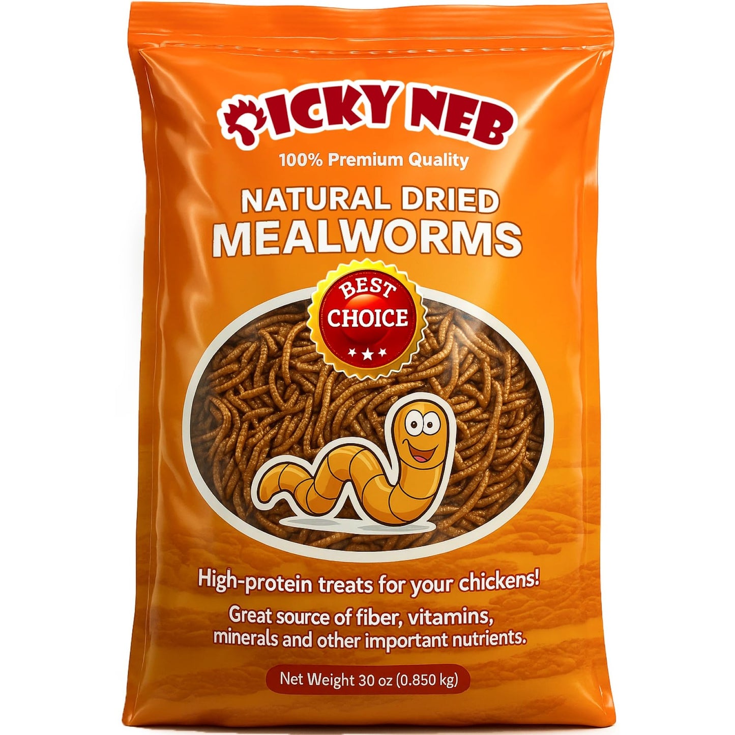 PICKY NEB Dried Mealworms 100% Non-GMO 30 Oz - Mealworms for Birds, Chickens, Ducks - Perfect High-Protein Treats - Whole Large Meal Worms, Dried for Chickens and Bluebird Food Bulk