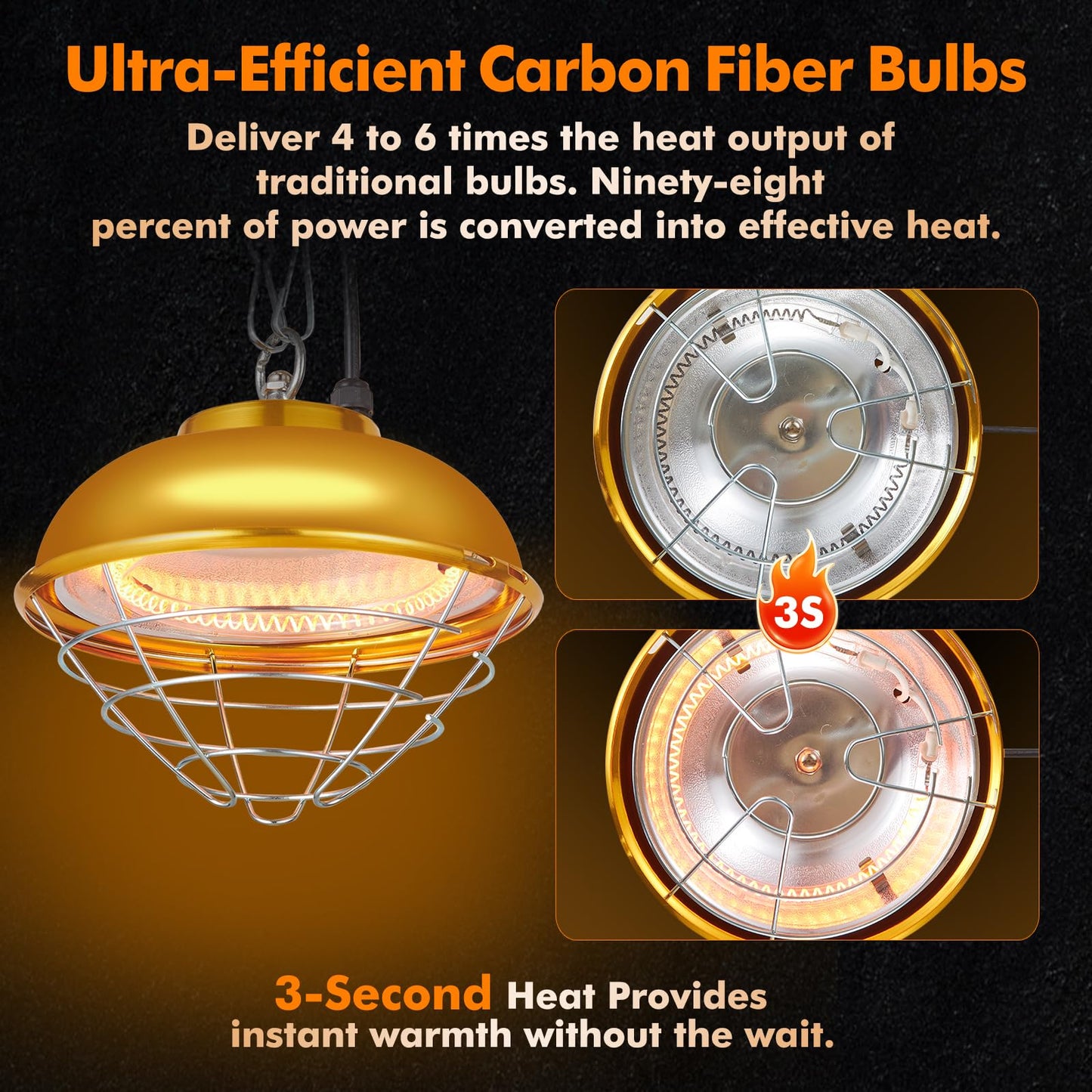 Prukbiar 350W Chicken Coop Heat Lamp – Waterproof Infrared Brooder Heater with Adjustable Temperature for Chicks, Ducks, Rabbits, Dogs, Indoor & Outdoor Use
