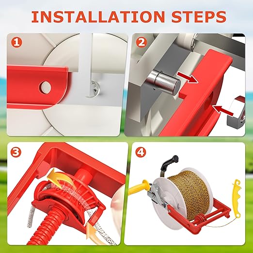 3:1 Geared Reel Prewound Polywire, Electric Fence Wire Reel, with Auxiliary Winding Handle, Plus 1 Free 8 inch Insulgrip, Suitable for Building Farm Electric Fences