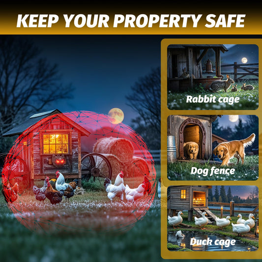 X-octenol Solar Powered Racoon Repellent Devices with Flashing Lights, Waterproof Coyote Deterrent Device Energy-Efficient Predator Lights for Chicken Coop