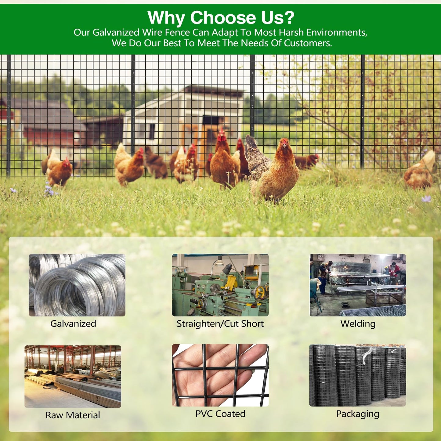 GILPWA Wire Fence, 48 in(H) X 50 ft(L) PVC Coated Welded Wire Fencing 2" X 2" 16GA Garden Border Vinyl Metal Chicken Wire Fencing Mesh Roll for Yard Vegetable Plant Protection Poultry Netting Black