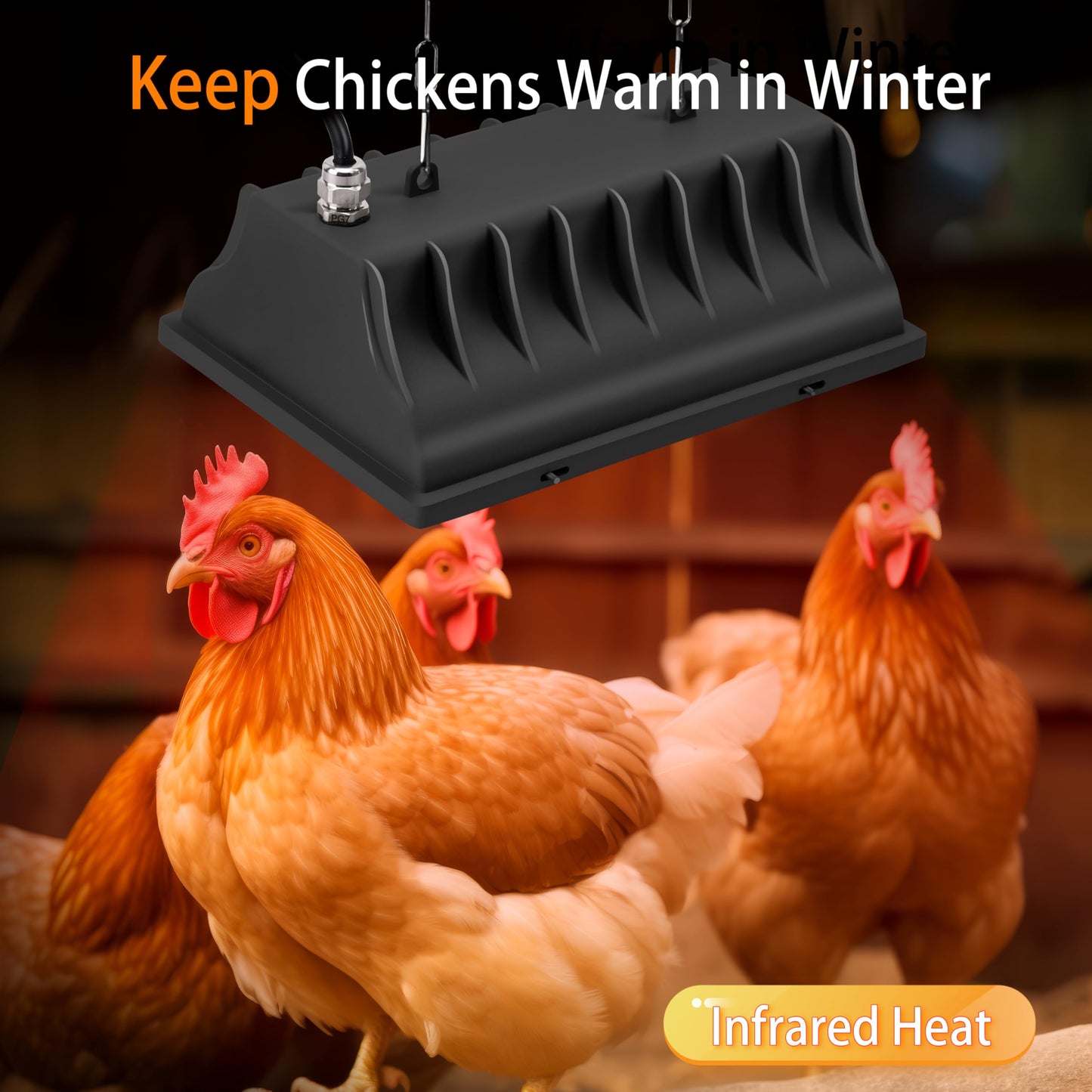 Chicken Brooder Heater Lamp 250W Brooder Heating Plate for Chicks Hanging Light Heated Adjustable Temp & Height with Anti-Fall Aluminum Alloy Lamp Shade Suitable for Chickens, Ducks, Poultry (black)