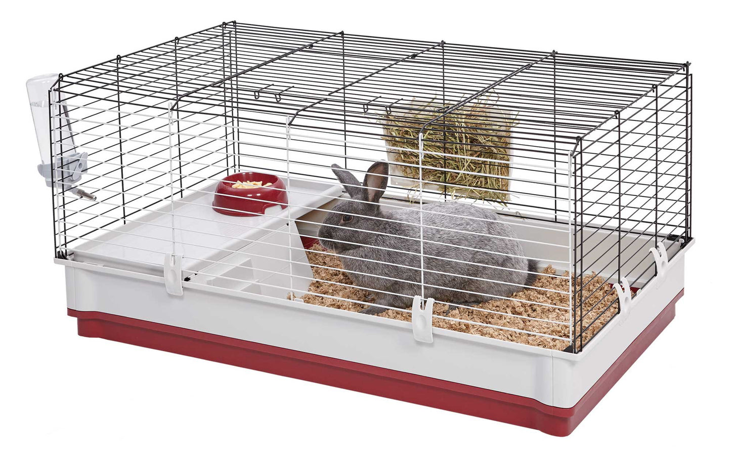 MidWest Homes for Pets 158 Wabbitat Deluxe Rabbit Home, Rabbit Cage, 39.5 L x 23.75 W x 19.75 H Inch, Maroon/White