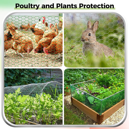 Lienffy Chicken Wire for Floral Arrangements, Garden Poultry Netting 18 × 240 Inch Hot-dip Galvanized 0.75in Hole Size Hexagonal Wire Garden Fence for Chicken Coop Barrier Rabbit Cage,Silver