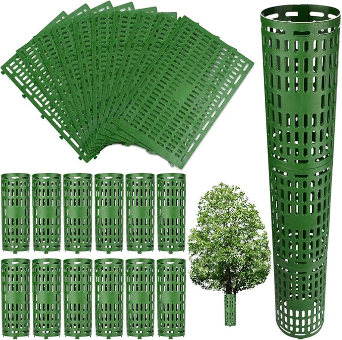 YGAOHF Tree Trunk Protector - 15 Pack Plant and Tree Guard Protector, Expandable Tree Bark Protector, Great Protection from Trimmers, Mowers, Animals (Green)