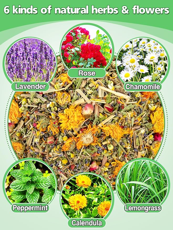 21 Oz Chicken Nesting Herbs - Natural Nesting Box Feed Herbs in 6 Dried Flower & Herbs for Freshening Bedding Chicken Coop Create Comfortable Environment