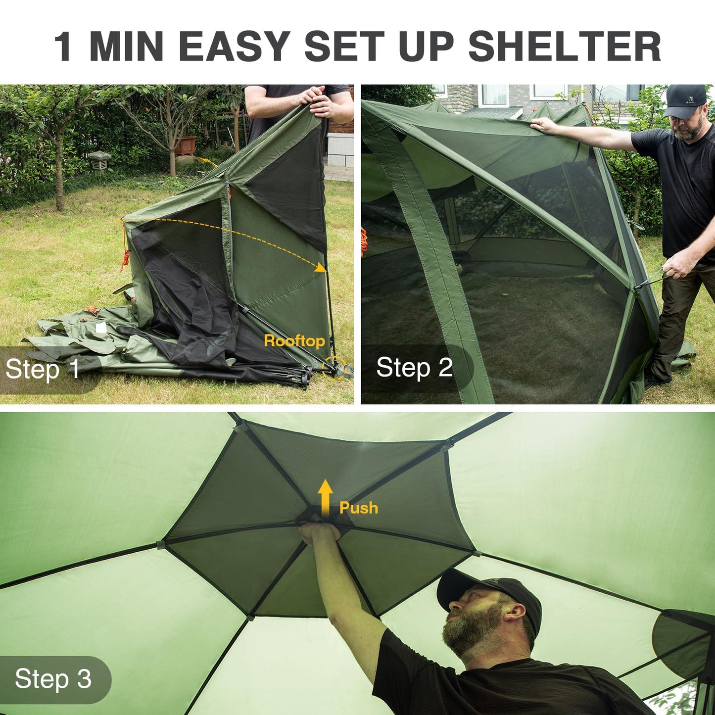 EVER ADVANCED Pop up Screen House Tent for Camping 11.5 x 9.8 ft, Instant Screened Gazebo Canopy with Netting, Portable Shelter Enclosure for Outdoor, Backyard