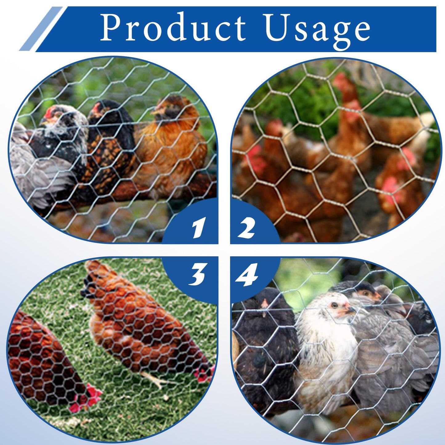 WFLNHB Hexagonal Chicken Wire Poultry Netting Galvanized Mesh Garden Fence Barrier Fence Mesh Roll 6Feet x 150Feet