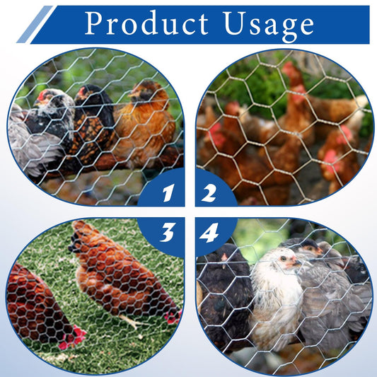 WFLNHB Hexagonal Chicken Wire Poultry Netting Galvanized Mesh Garden Fence Barrier Fence Mesh Roll 6Feet x 150Feet