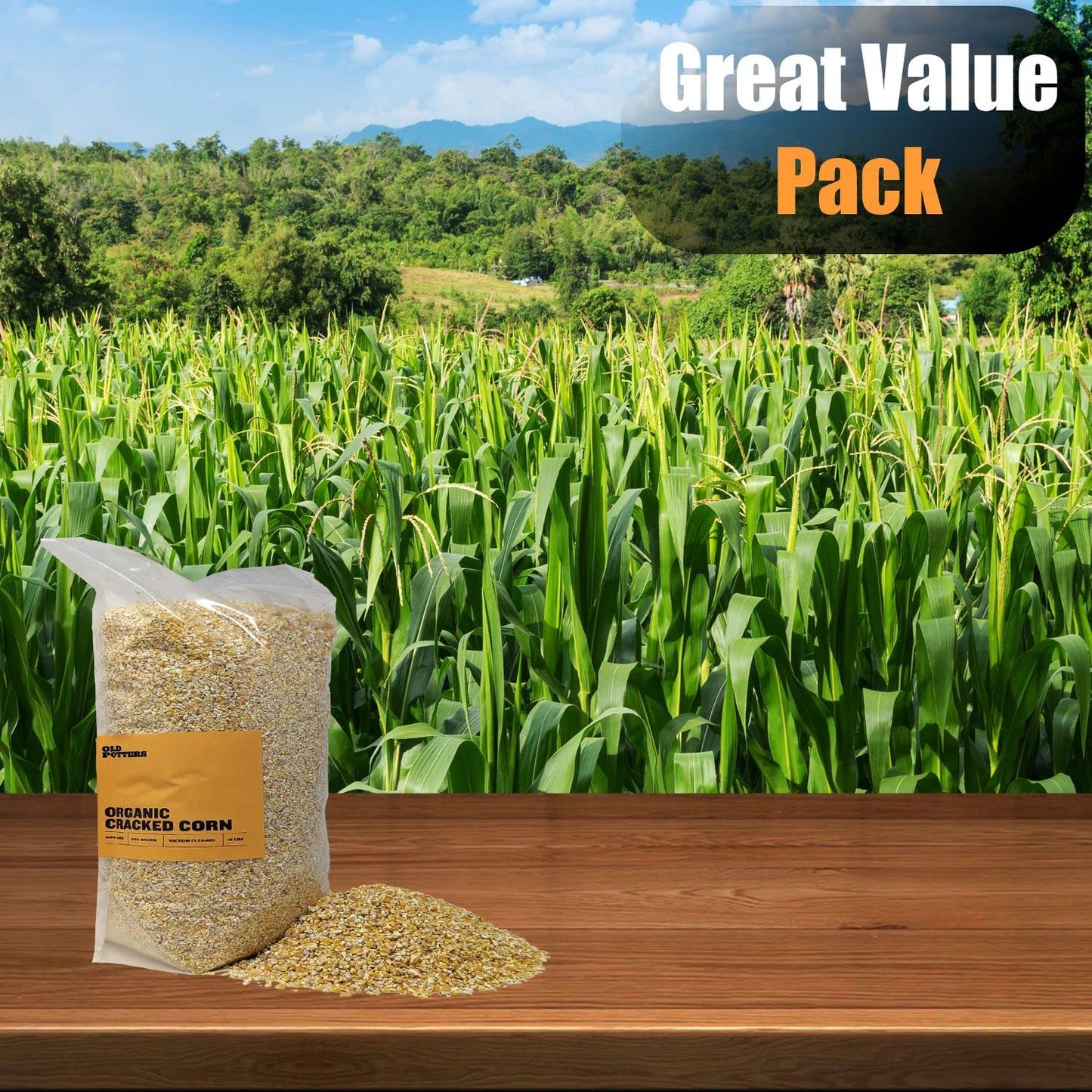 Old Potters Premium Coarse Cracked Corn for Deer Corn, Chickens and Wildlife, 15 lbs