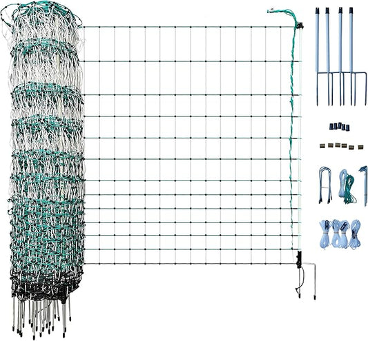 RentACoop Poultry Netting Electric Fence - Electric Poultry Enclosure for Chickens, Ducks, Turkeys - Suitable for 4 Week Old Chickens/Older and Adult Poultry - Energizer Not Included - 168' L x 48" H