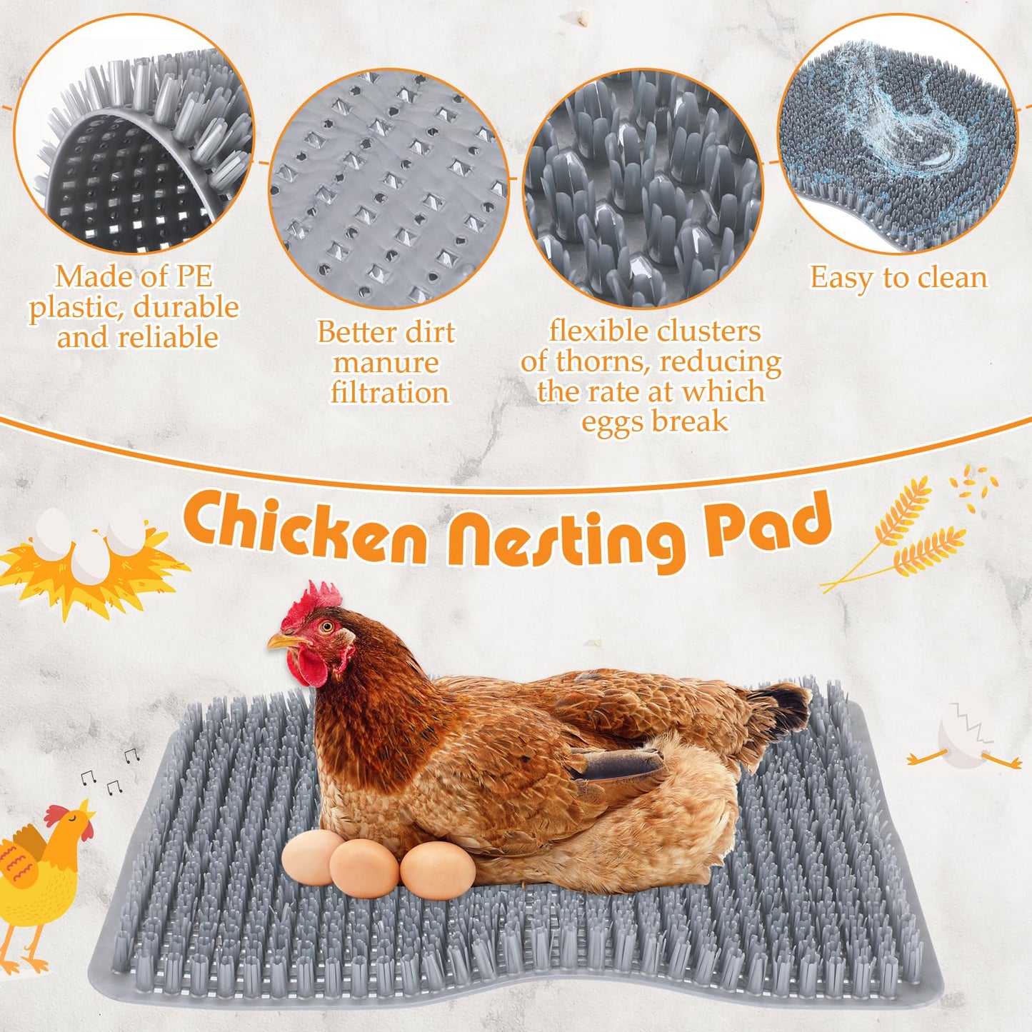 Nuogo 10 Pack Chicken Nesting Box Bulk Chicken Laying Boxes with Pads Large Nesting Boxes for Laying Eggs Plastic Chick Brooder Box for Poultry Farm Backyard Accessories