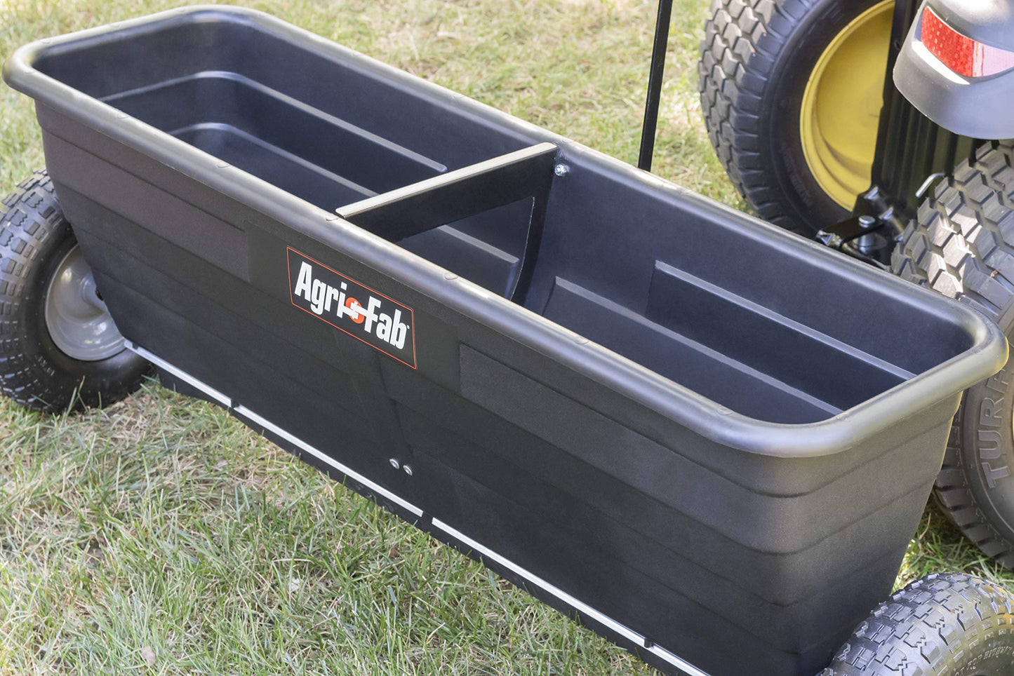 Agri-Fab Polypropylene 45-0288 175-Pound Max Tow Behind Drop Spreader, Black 42 Inch & 45-0492 Lawn Sweeper, 44-Inch Orange