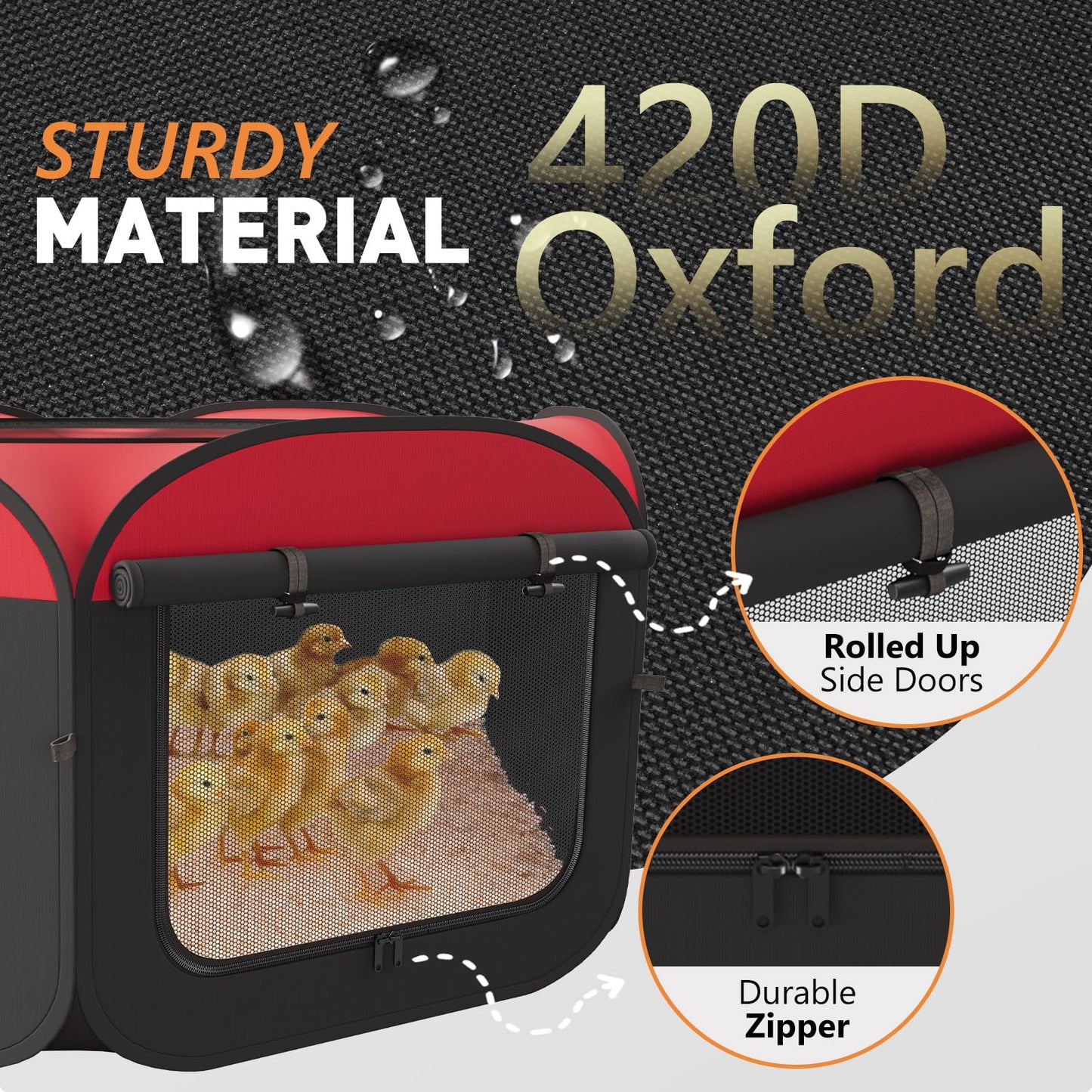 inanil Chicken Brooder with Cover - Dual Door Collapsible Large Brooder Box for Chicks Starter Kit, Sturdy Baby Chicken Coop Chick Enclosure Tent, Chick Brooder Pen for Chick, Duck and Quail