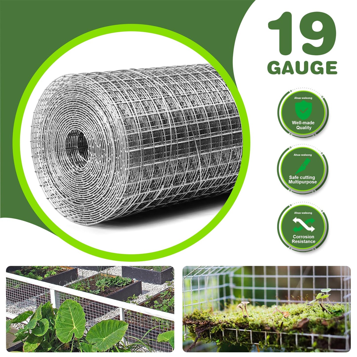 Hardware Cloth 1/2in 4'' x 10' 19GA ，Hot-dip Galvanized After Welding ，Chicken Wire Mesh,Chicken Coop Fence,Screen Mesh,Rabbit/Snake Fence,for Garden Poultry Animal Netting Cage