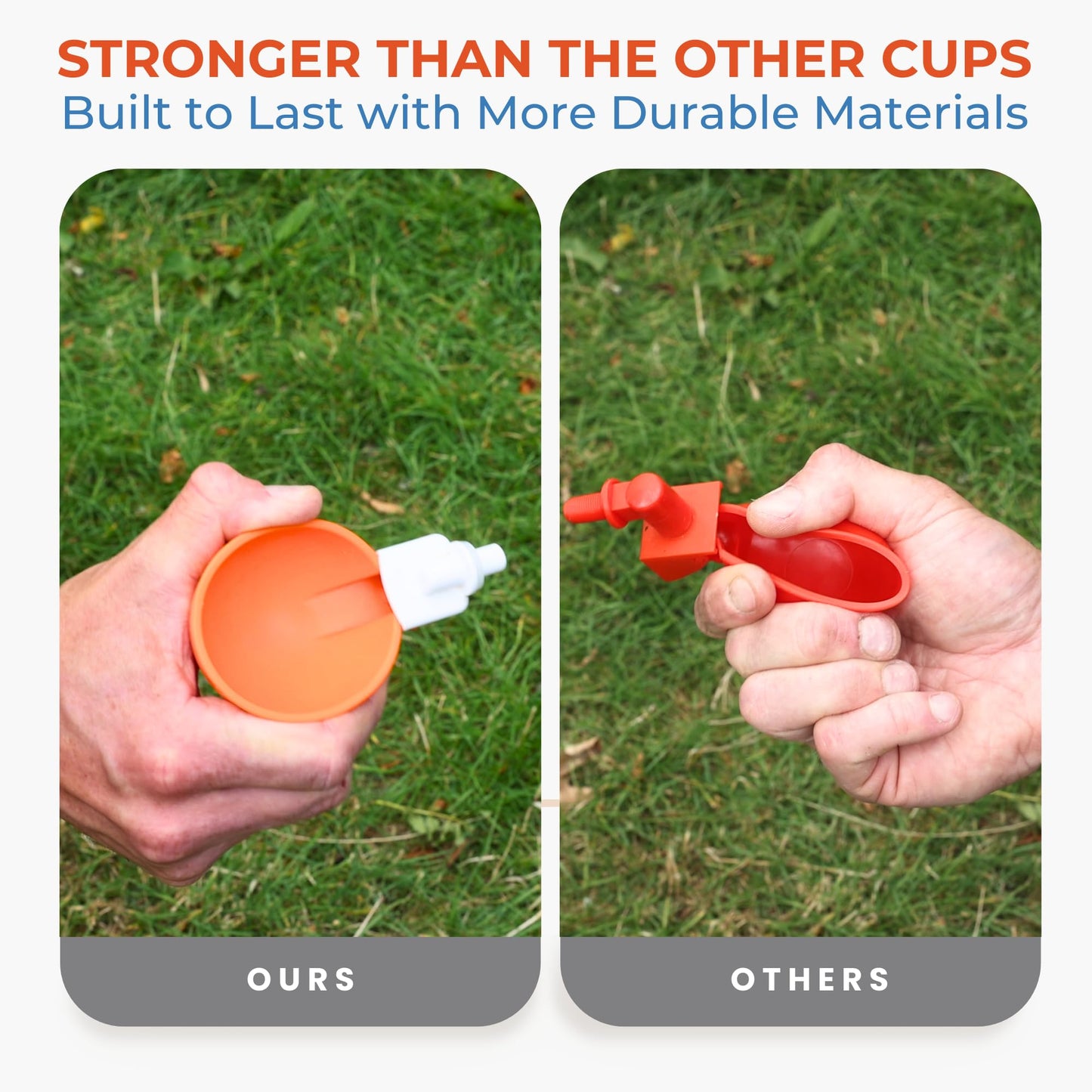 Lil'Clucker Large Automatic Chicken Waterer Cups | Chicken Water Feeder Suitable for Chicks, Duck, Goose, Turkey and Bunny | Poultry Water Feeder Kit (Orange, 5-Pack)