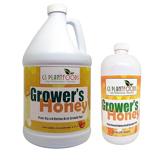 Grower’s Honey Plant Based Liquid Fertilizer - Organic Plant Food for Huge Vegetative Growth (1 Quart) - Liquid Fertilizer for Vegetables, Bigger Flowers and Jumbo Fruits