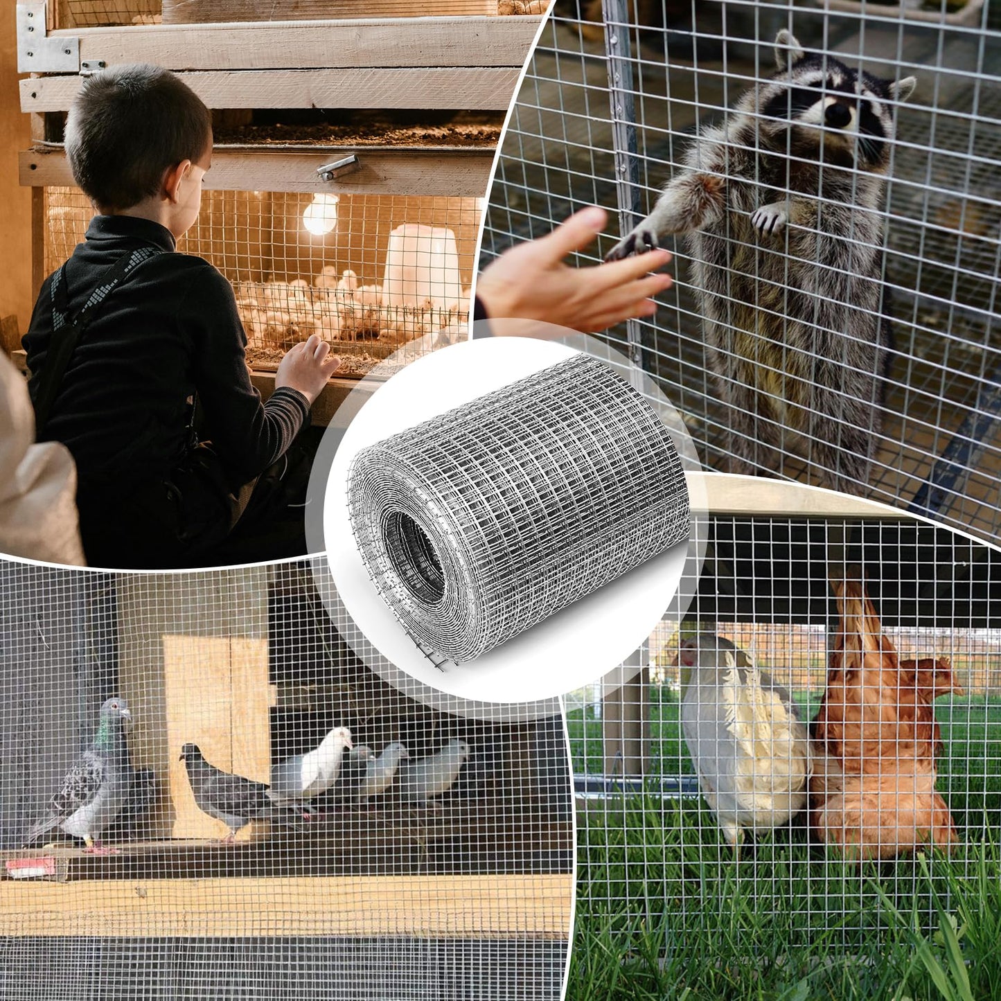 Hardware Cloth 1/4 Galvanized Wire Mesh Roll 8" x 20' (23 GA) - Chicken Wire Fence for Pens, Coops, Rabbit/Snake Fences, Poultry Enclosures, Crafting, and Screen Mesh